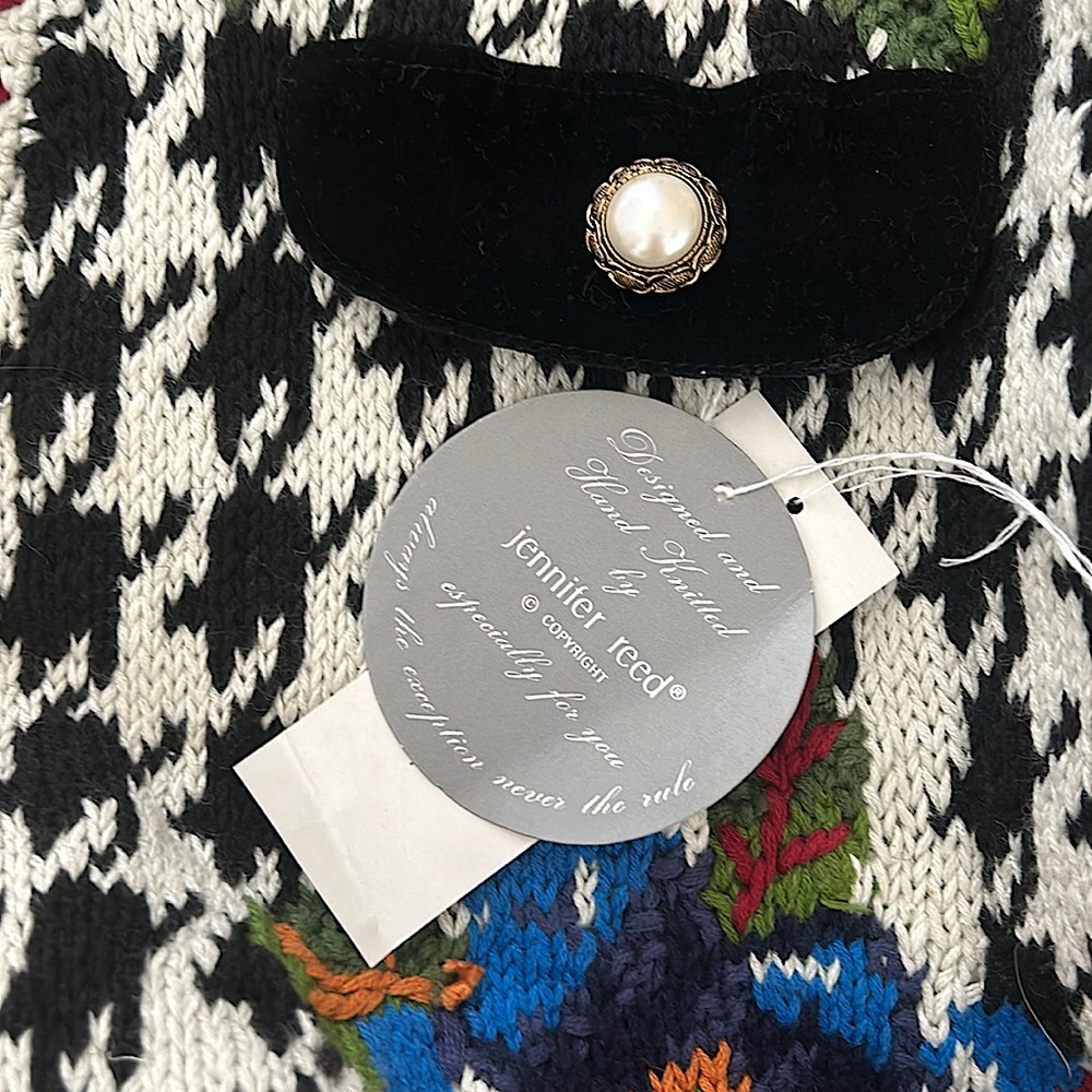 Jennifer Reed NWT Beautiful Hand Knit Floral Long Sleeve Sweater Top *Sz L*🌸🌺 - Picture 5 of 5